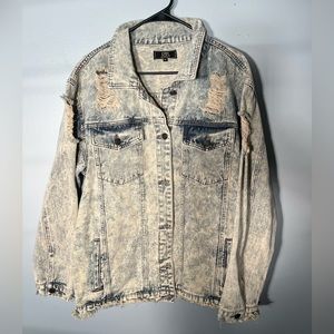 Lucky And Blessed Distressed Denim Jean Women’s Jacket XL